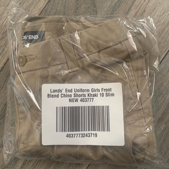 NWT LANDS' END SCHOOL UNIFORM GIRLS CHINO SHORTS KHAKI 10S - Picture 6 of 8